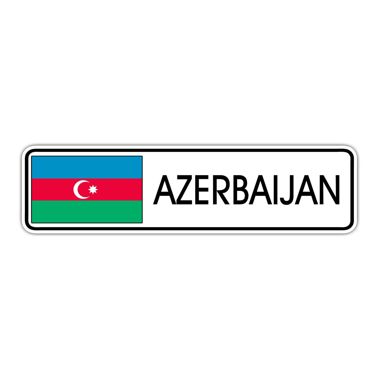 Azerbaijan Country Flag Aluminum Metal Sign