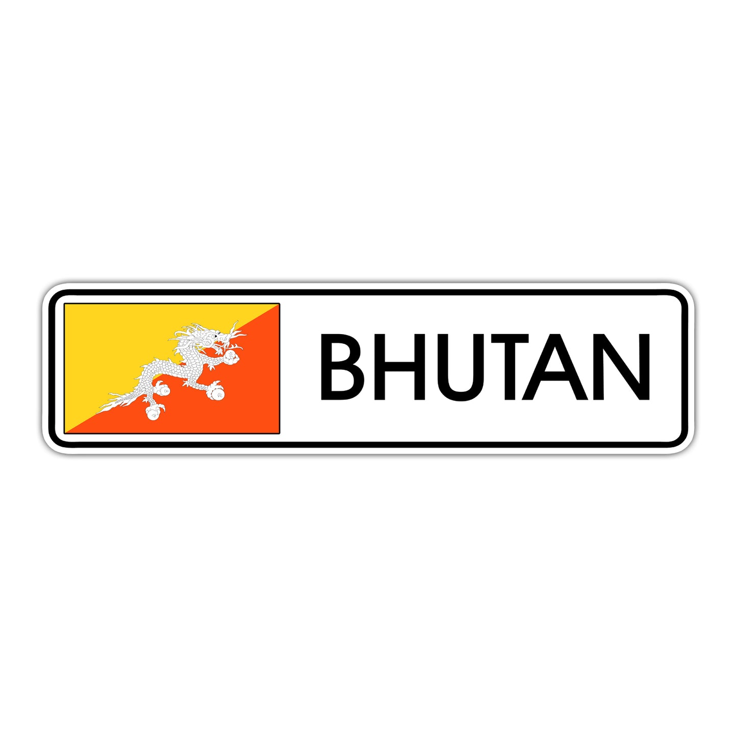 Bhutan Country Flag Aluminum Metal Sign