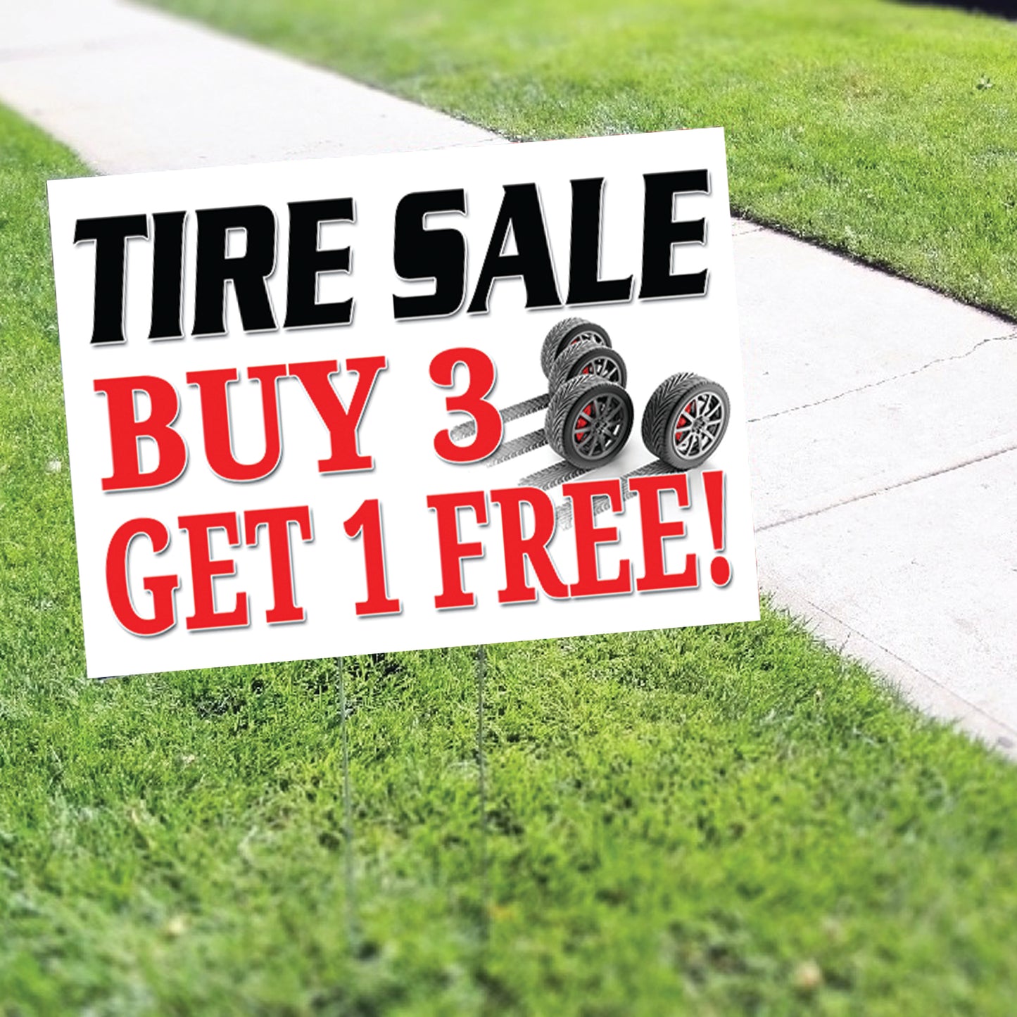 Tyre Sale Buy 1 Get 3 Free Coroplast Yard Sign