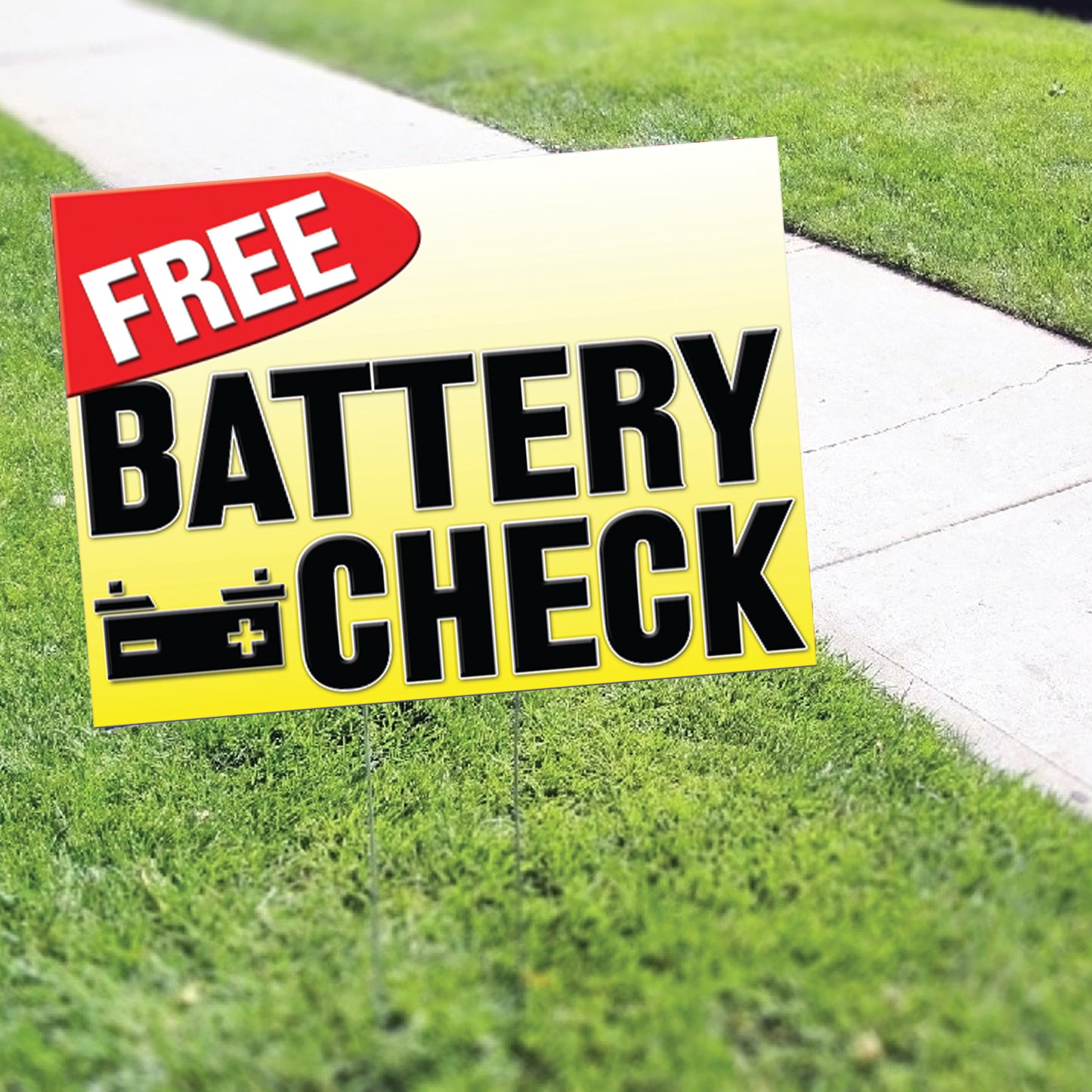 Free Battery Check Coroplast Yard Sign