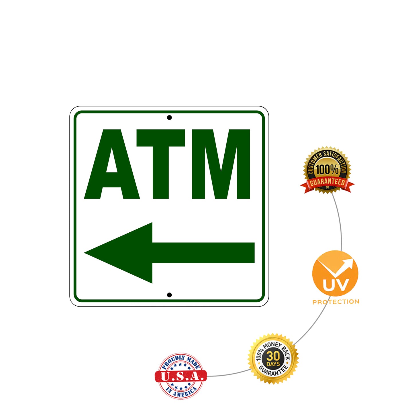 ATM Left Side ATM Directional Metal Sign Protection
