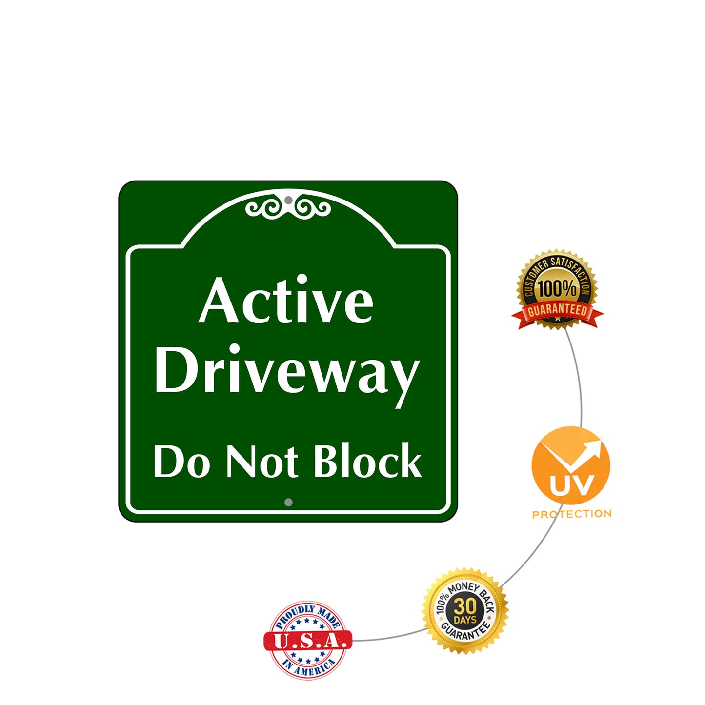 Active Driveway Do Not Block Metal Sign Protection