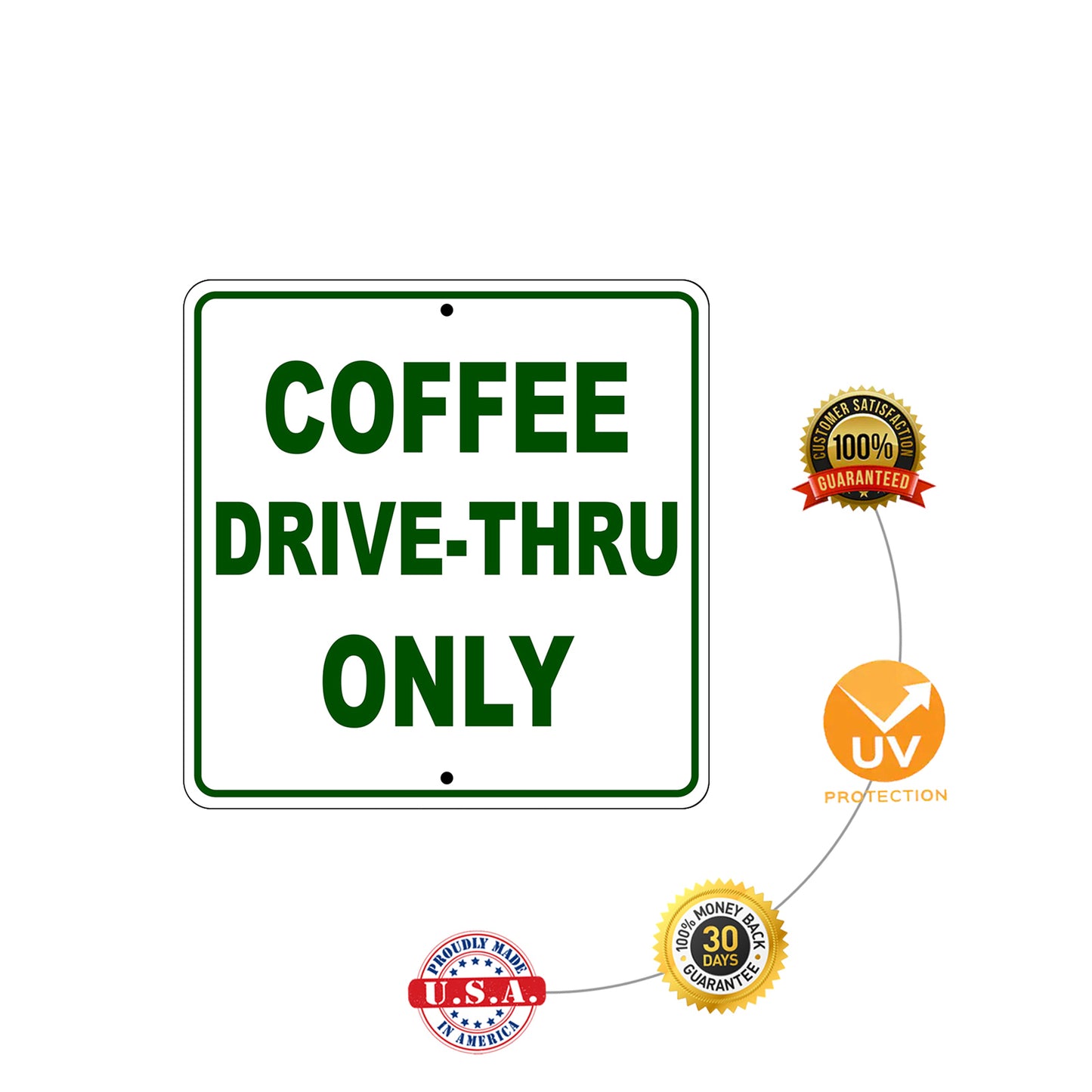 Coffee Drive-Thru Only Sign Plate Protection