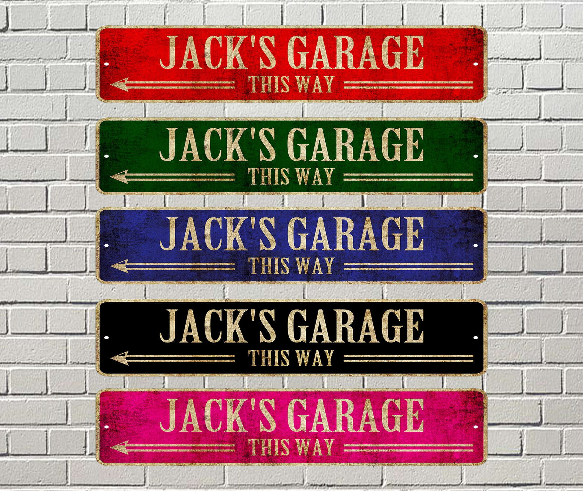 Custom Street Sign Jack's Garage This Way Signs