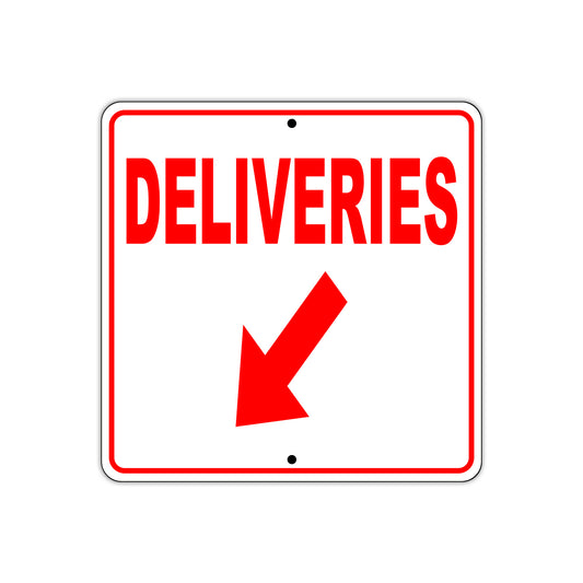 Deliveries Left Down Side Directional Sign