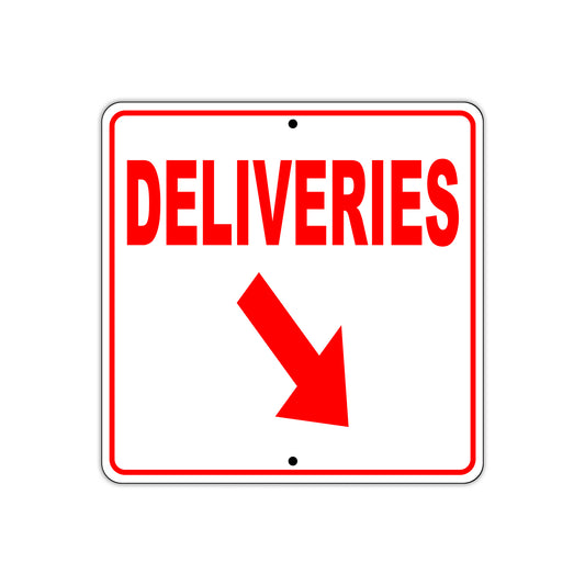 Deliveries Right Down Side Directional Sign