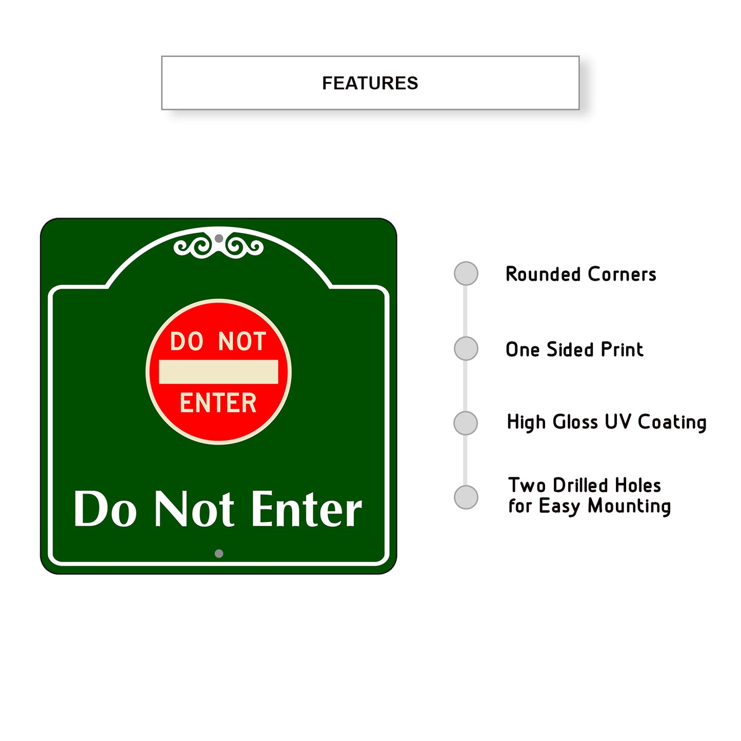Do Not Enter Square Aluminum Metal Sign Features