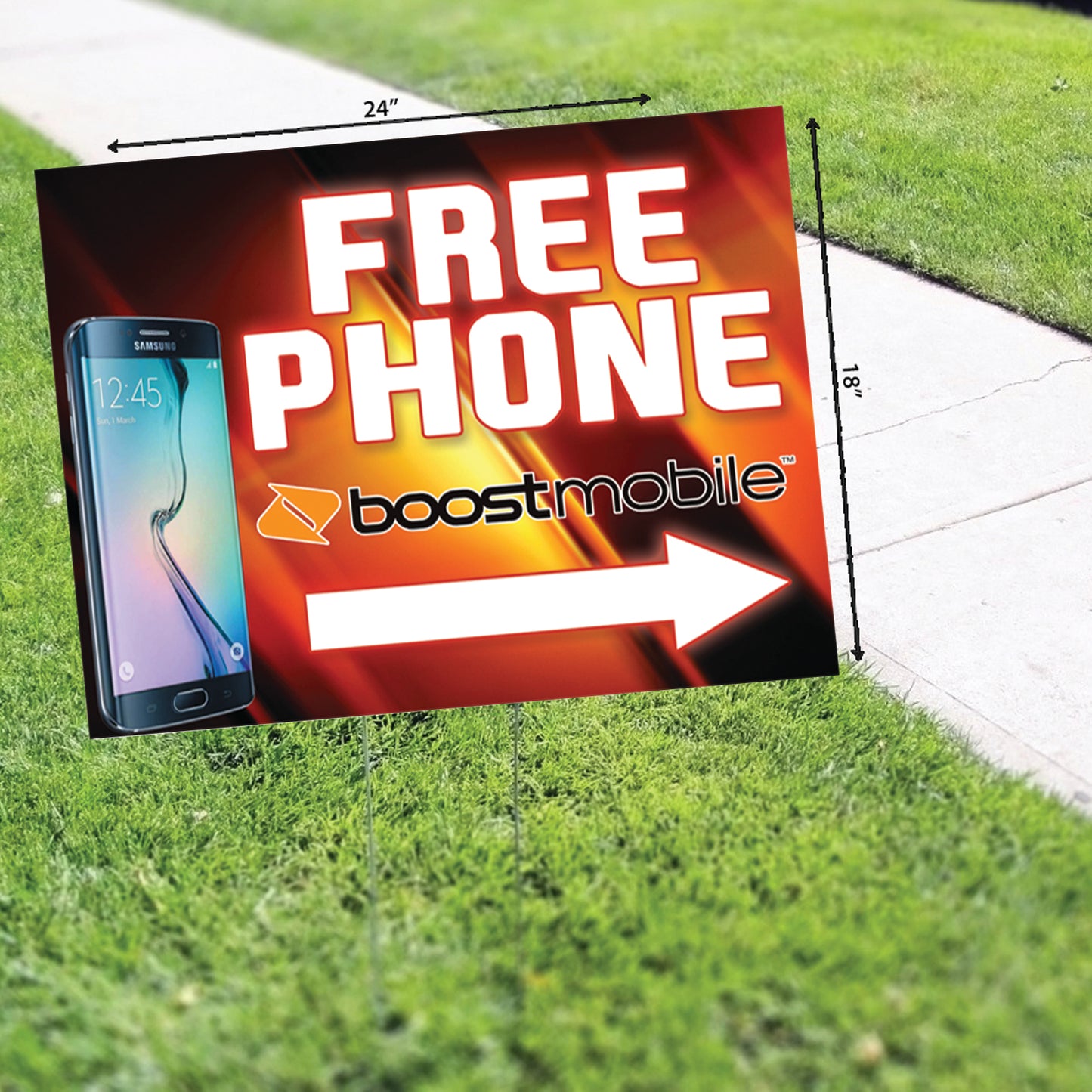 Free Phone Boots Mobile Right Arrow Coroplast Yard Sign