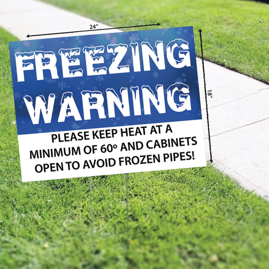 Freezing Warning Coroplast Yard Sign H Stake