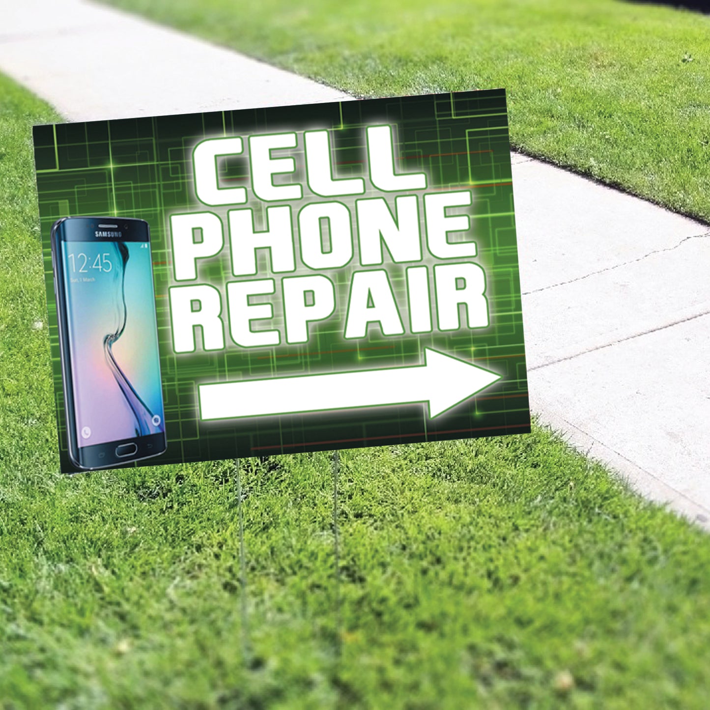 Cell Phone Repair Right Arrow Coroplast Yard Sign
