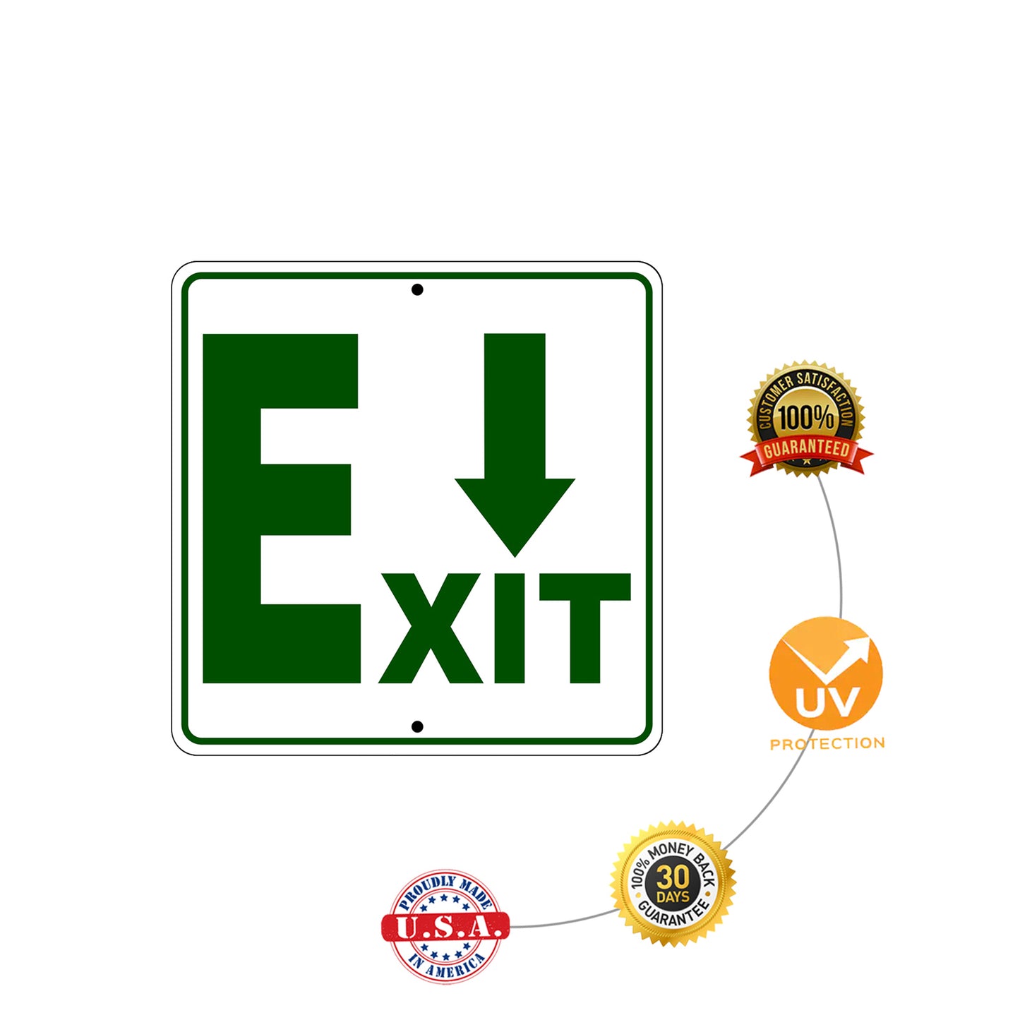 Exit Down Side Exit Directional Metal Sign Protection