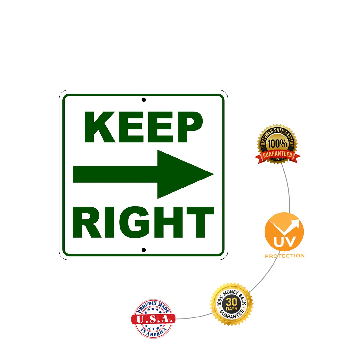 Keep Right Side Directional Metal Sign Protection