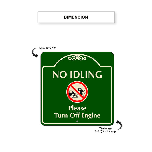 No Idling Please Turn Off Engine Sign Dimension