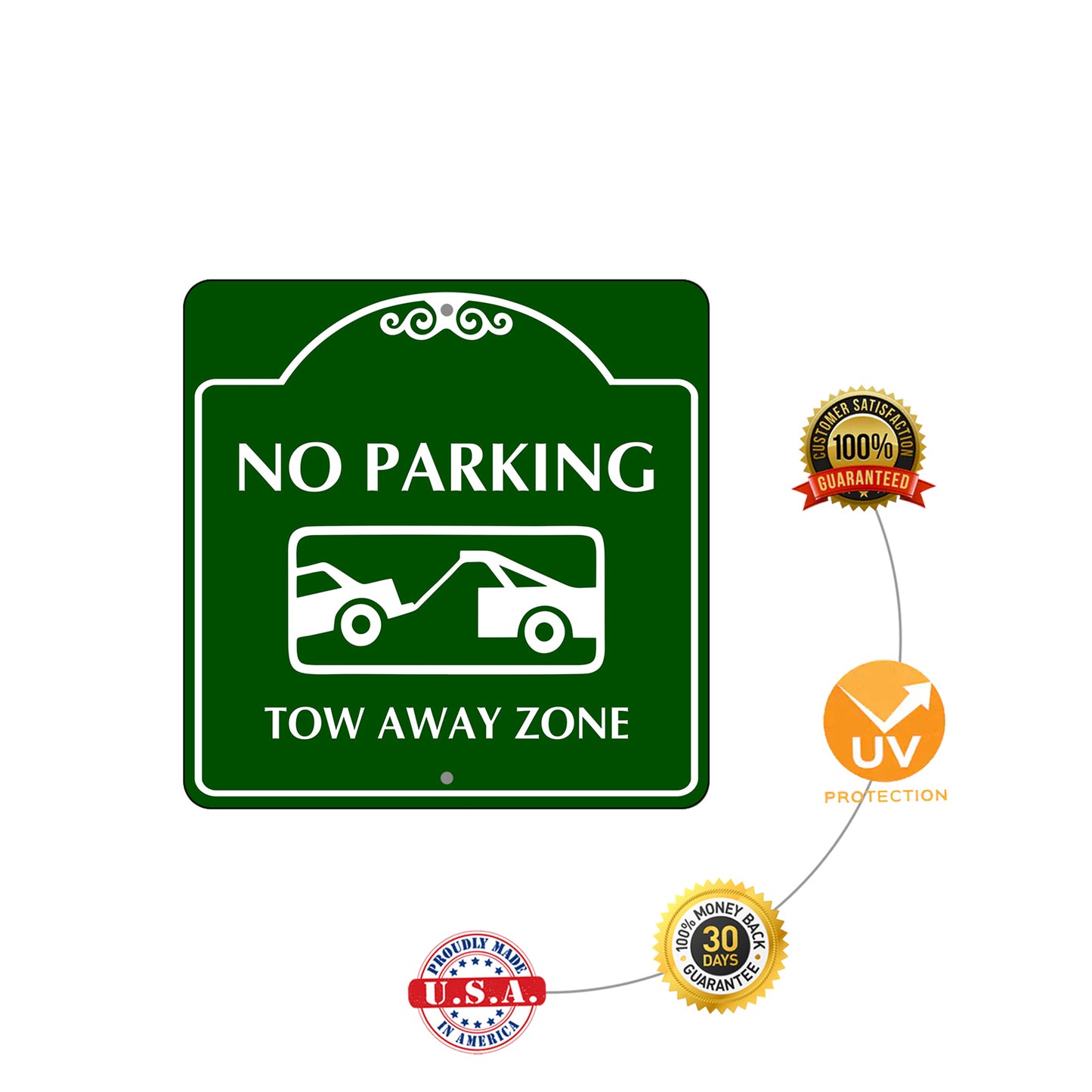 No Parking Tow Away Zone Square Aluminum Metal Sign Dimension