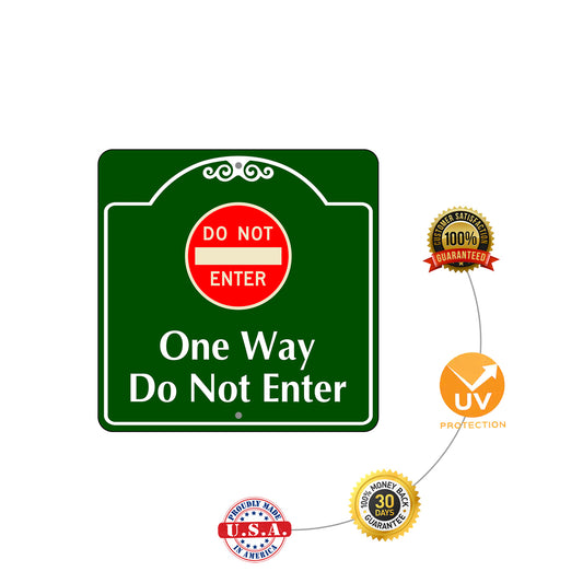 One Way Do Not Enter Square Sign Plate