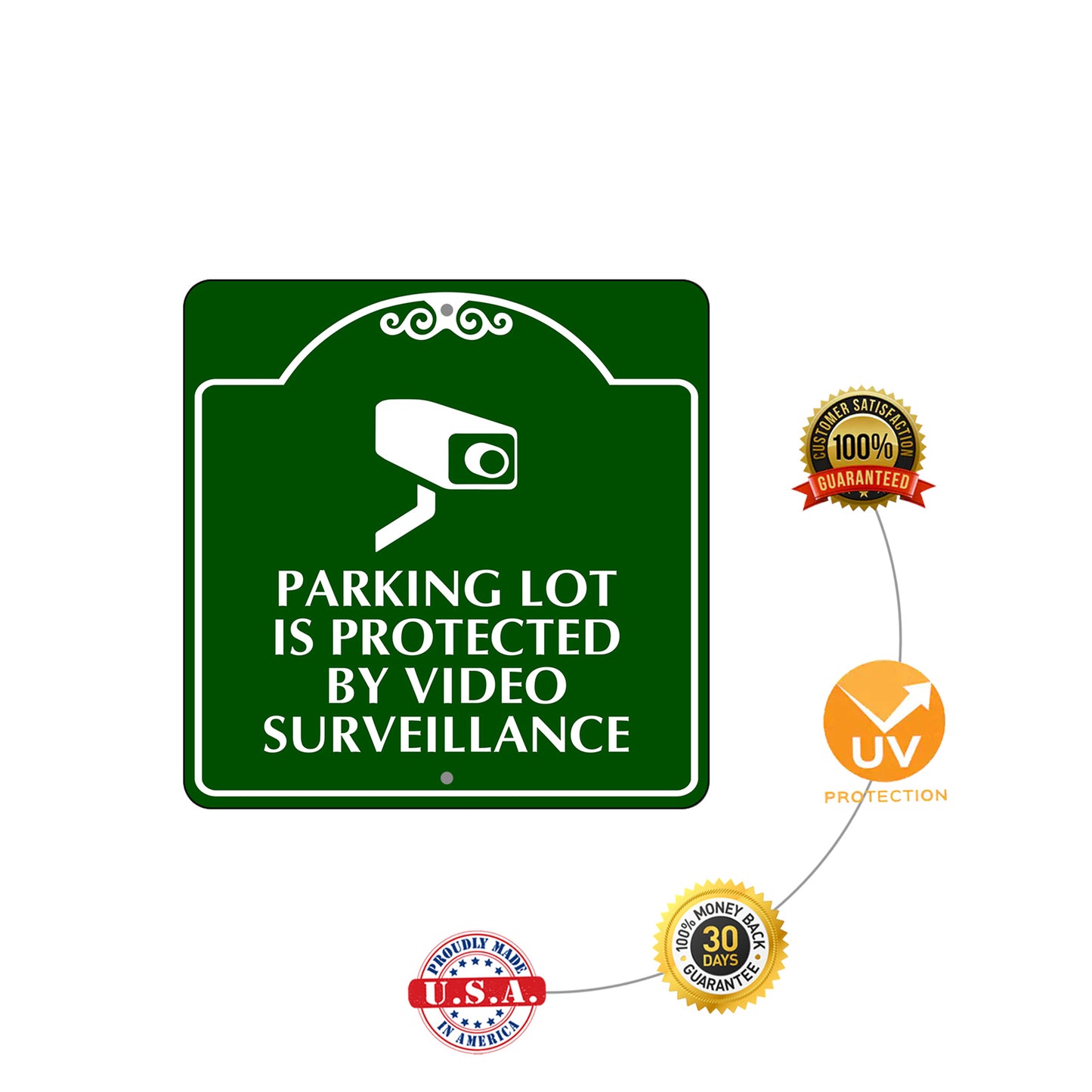 Parking Lot is Protected by Video Surveillance Metal Sign Protection