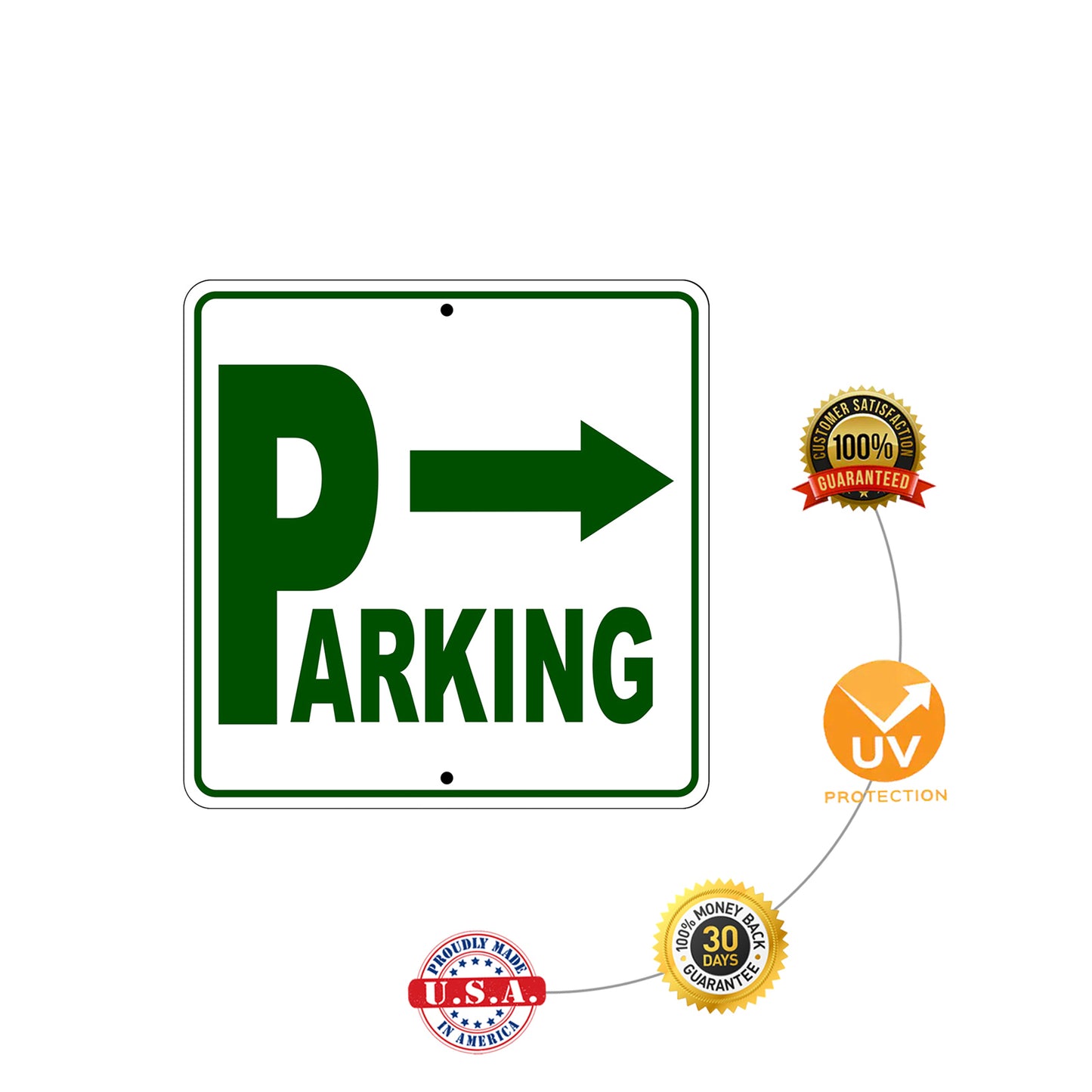 Parking Right Arrow Reserved Parking Metal Sign Installation