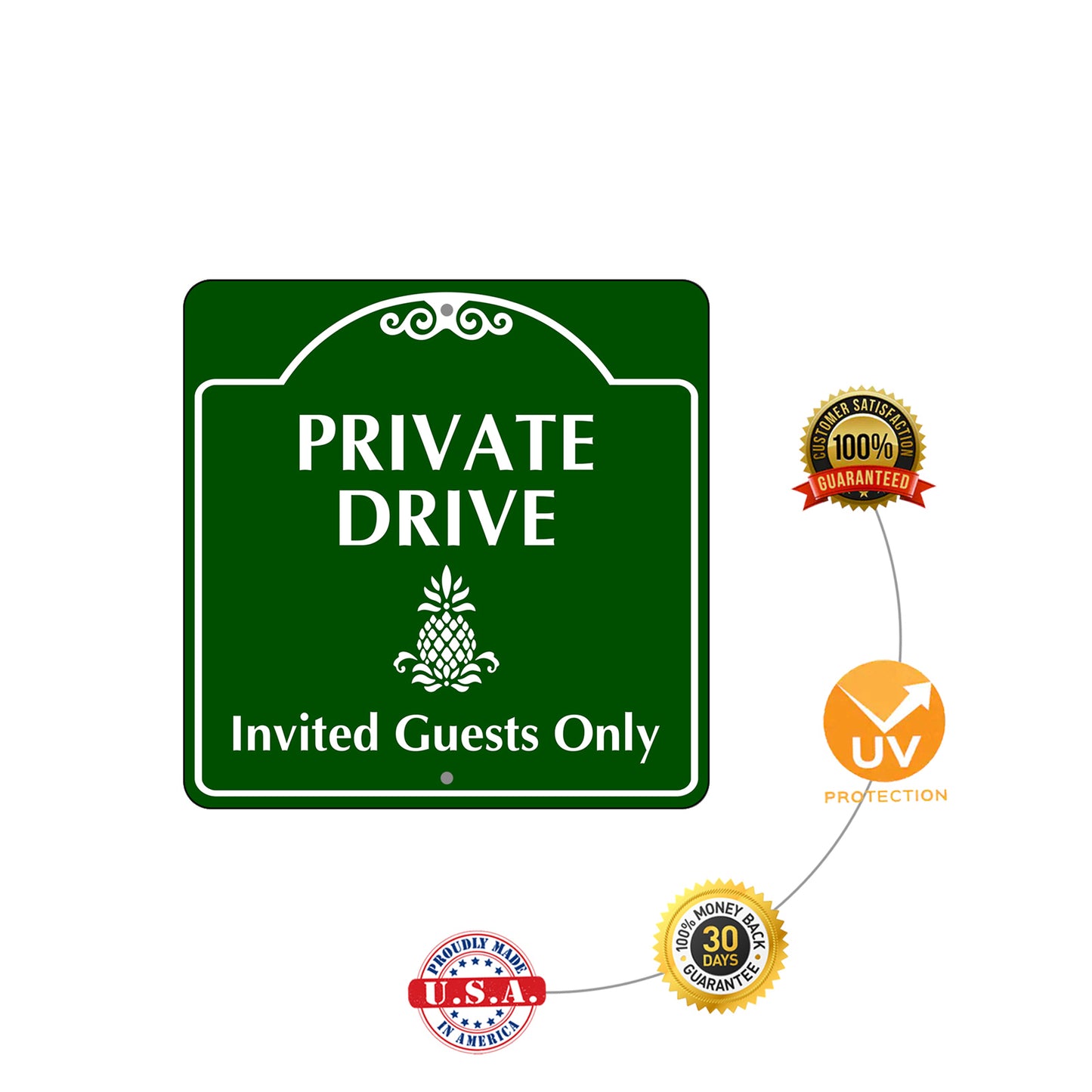 Private Drive Invited Guests Only Metal Sign Protection
