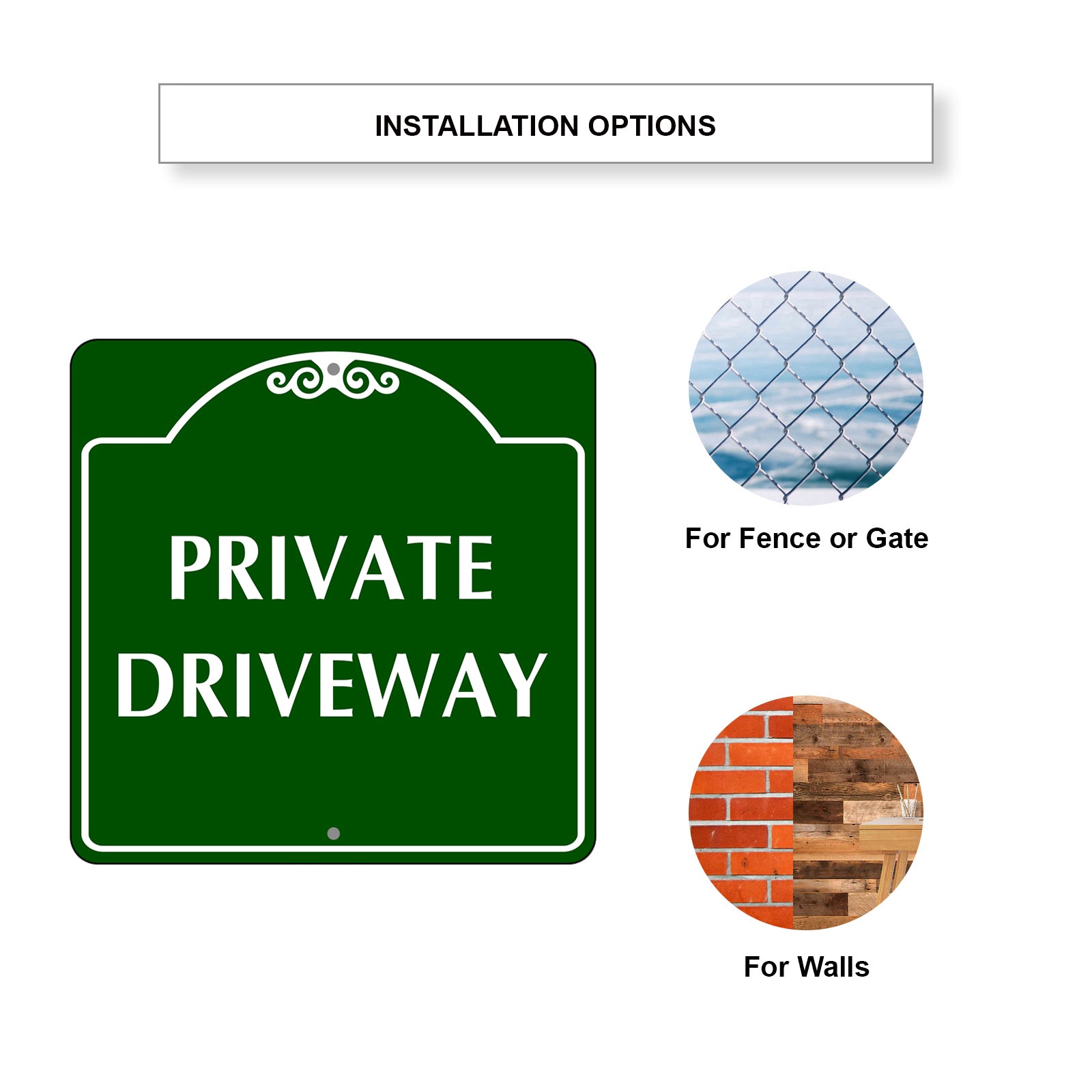 Private Driveway Sign Plate Installation Option