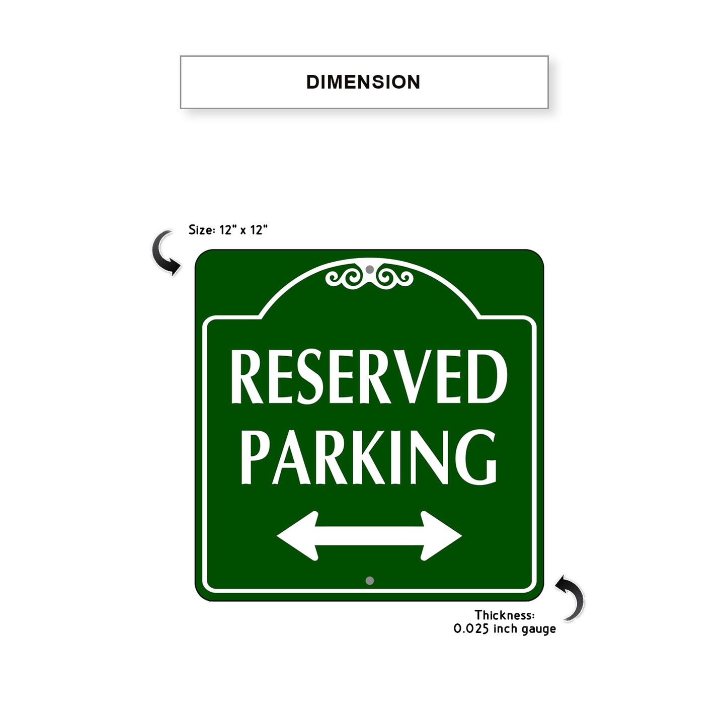 Reserved Parking Both Side Square Metal Sign Dimension