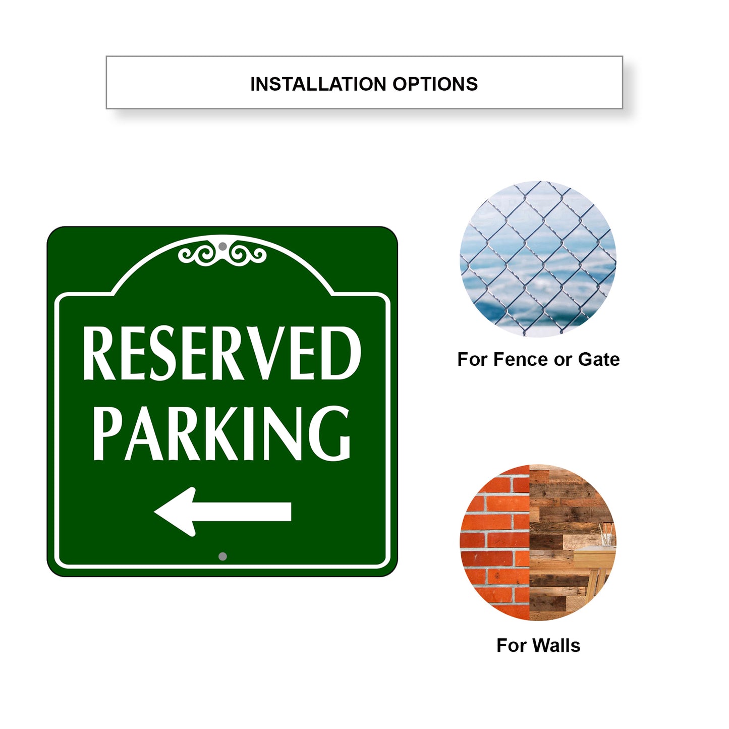 Reserved Parking Left Side Metal Sign Installation Options