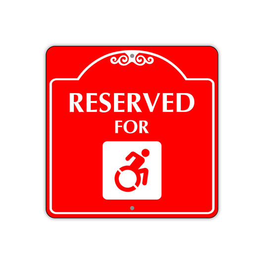 Reserved for Handicap Square Aluminum Colored Sign