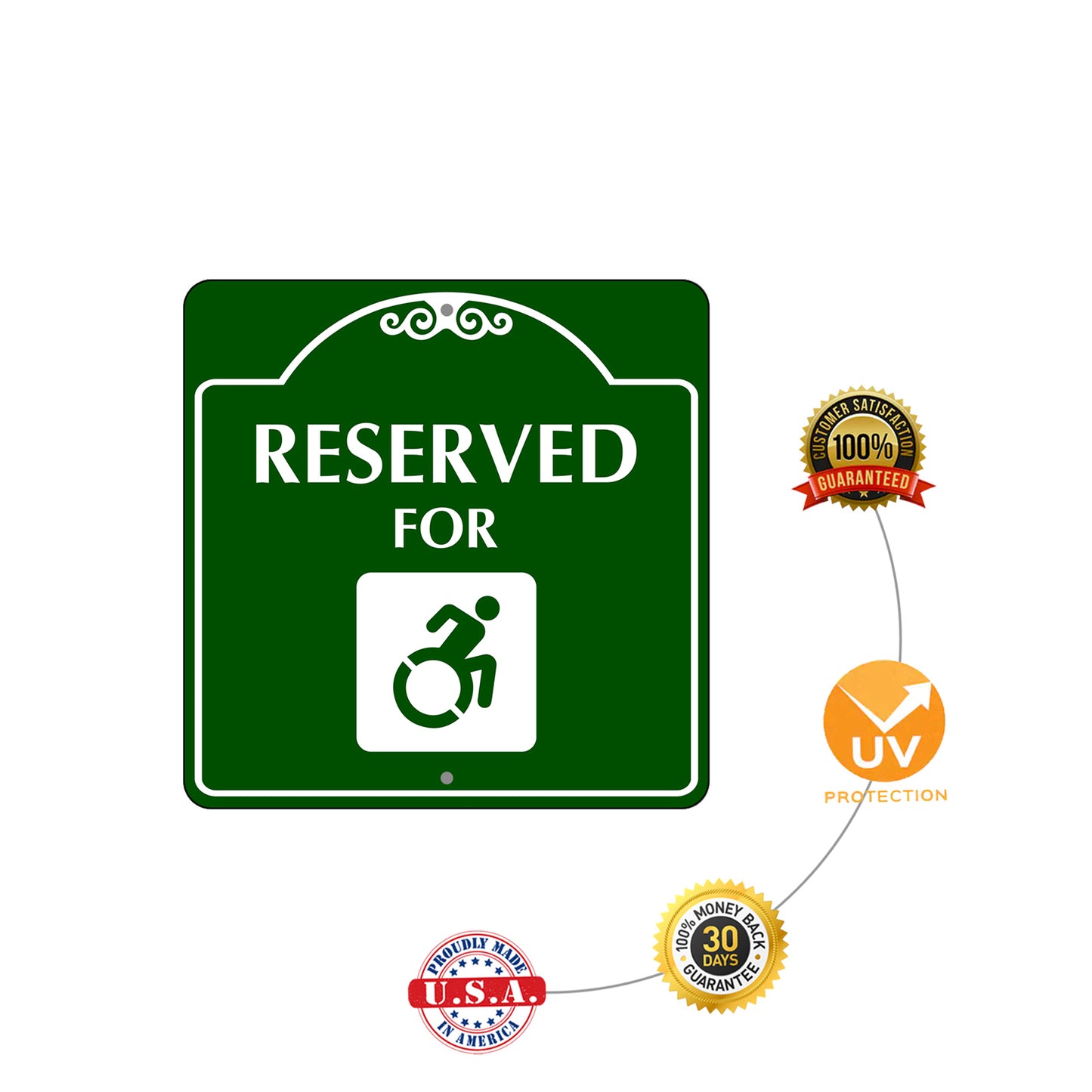 Reserved for Handicap Square Aluminum Colored Sign Plate Installation