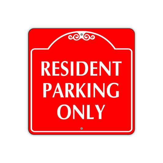 Resident Parking Only Square Aluminum Metal Sign Plate