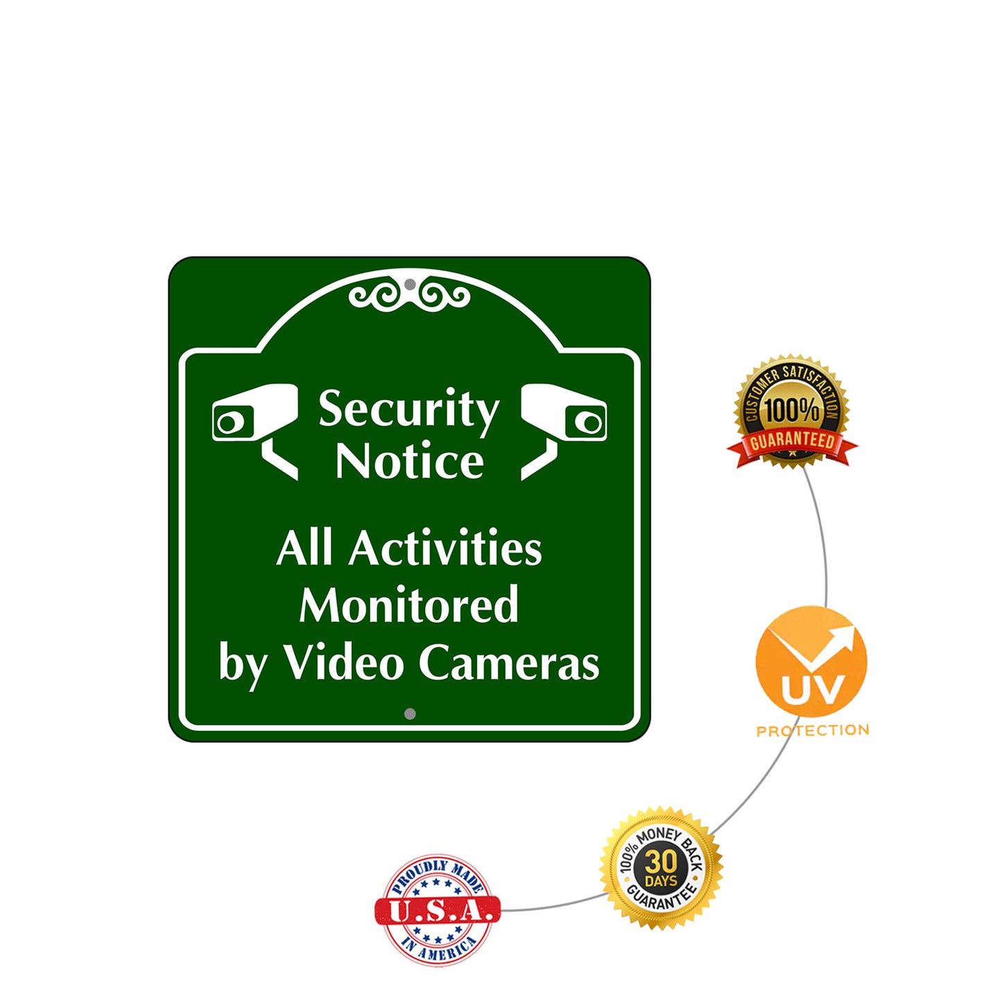 Security Notice All Activities Monitored by Video Cameras Metal Sign Protection