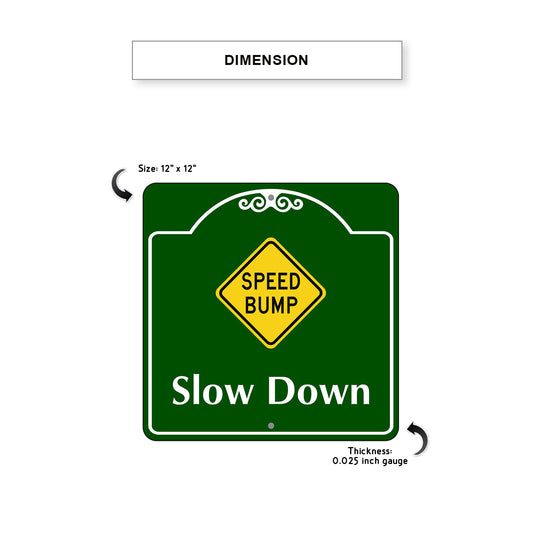 Speed Bump Slow Down Square Sign Dimensions