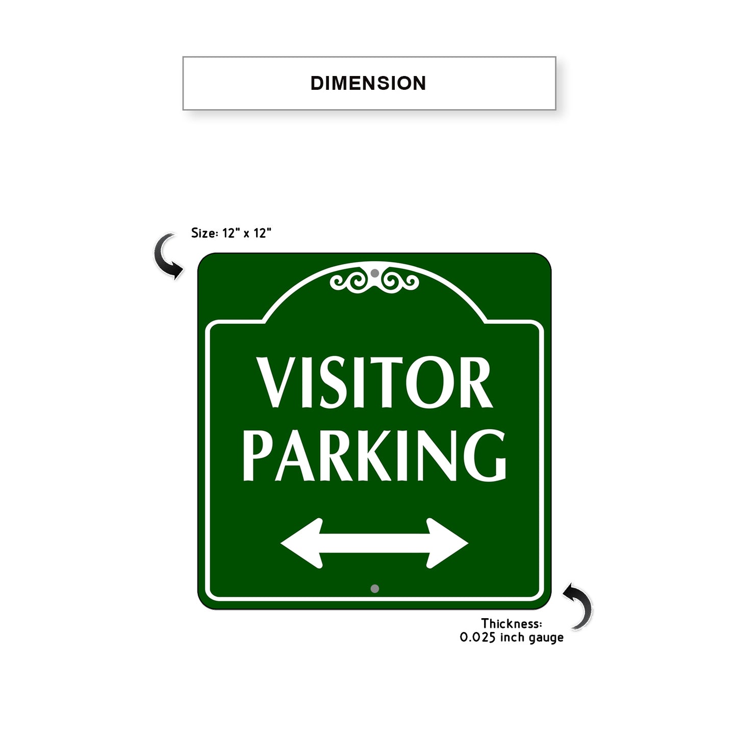 Visitor Parking Both Side Metal Sign Plate Dimension