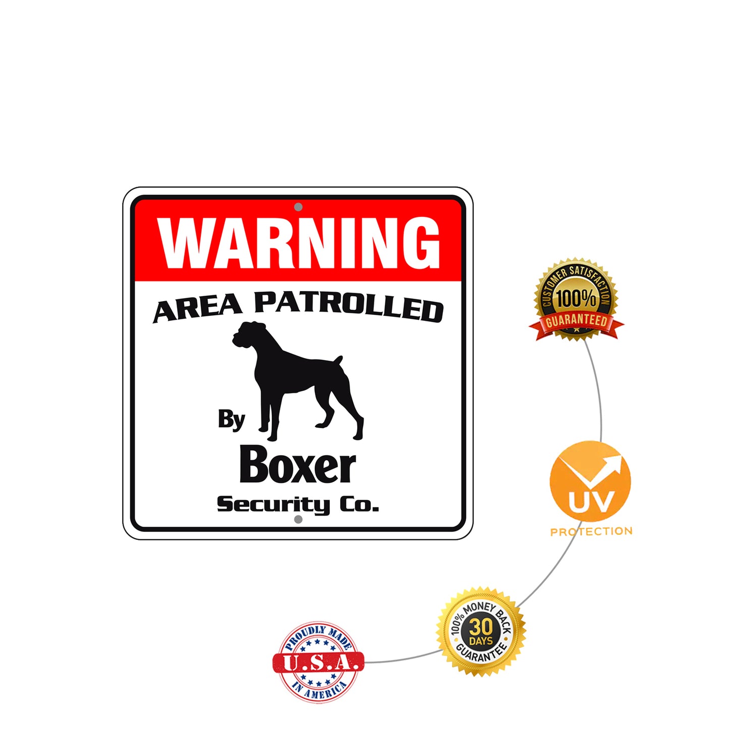 Warning Area Patrolled By Boxer Square Sign Plate
