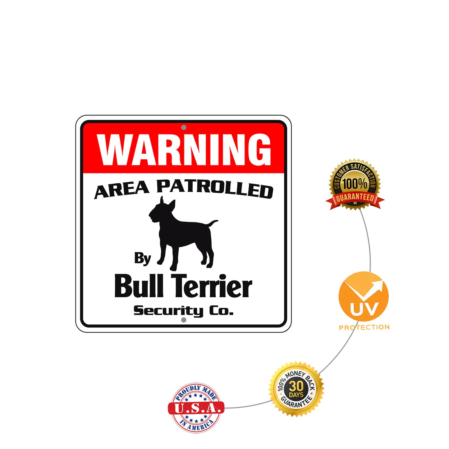 Warning Area Patrolled By Bull Terrier Sign Plate