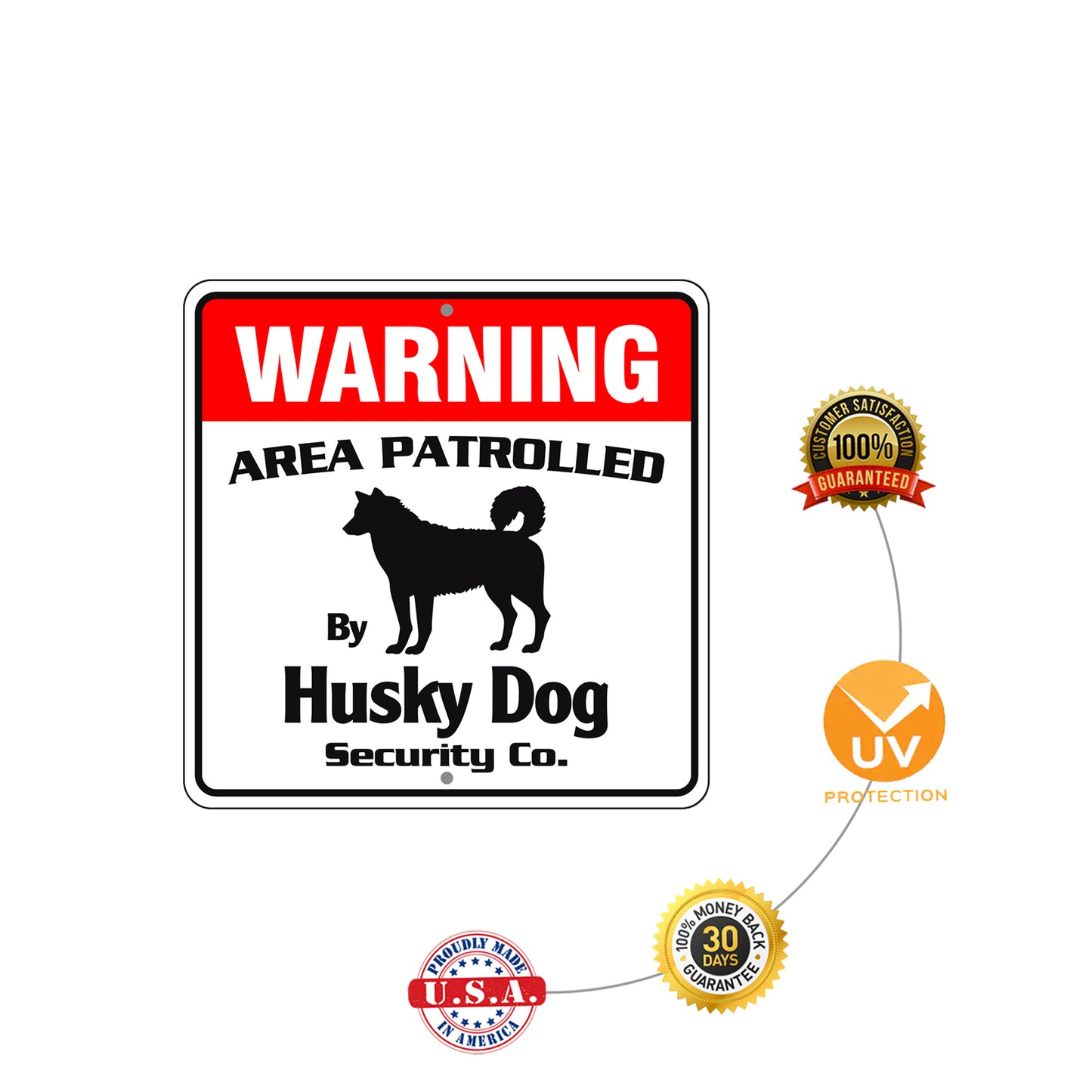 Warning Area Patrolled By Husky Dog Sign Installation