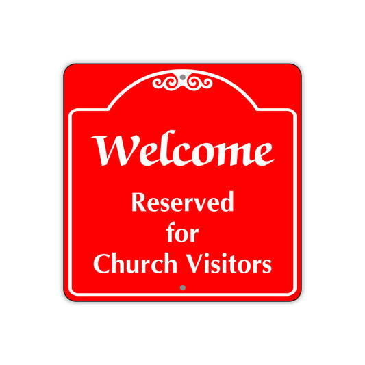 Welcome Reserved for Church Visitors Square Signs (Colors)