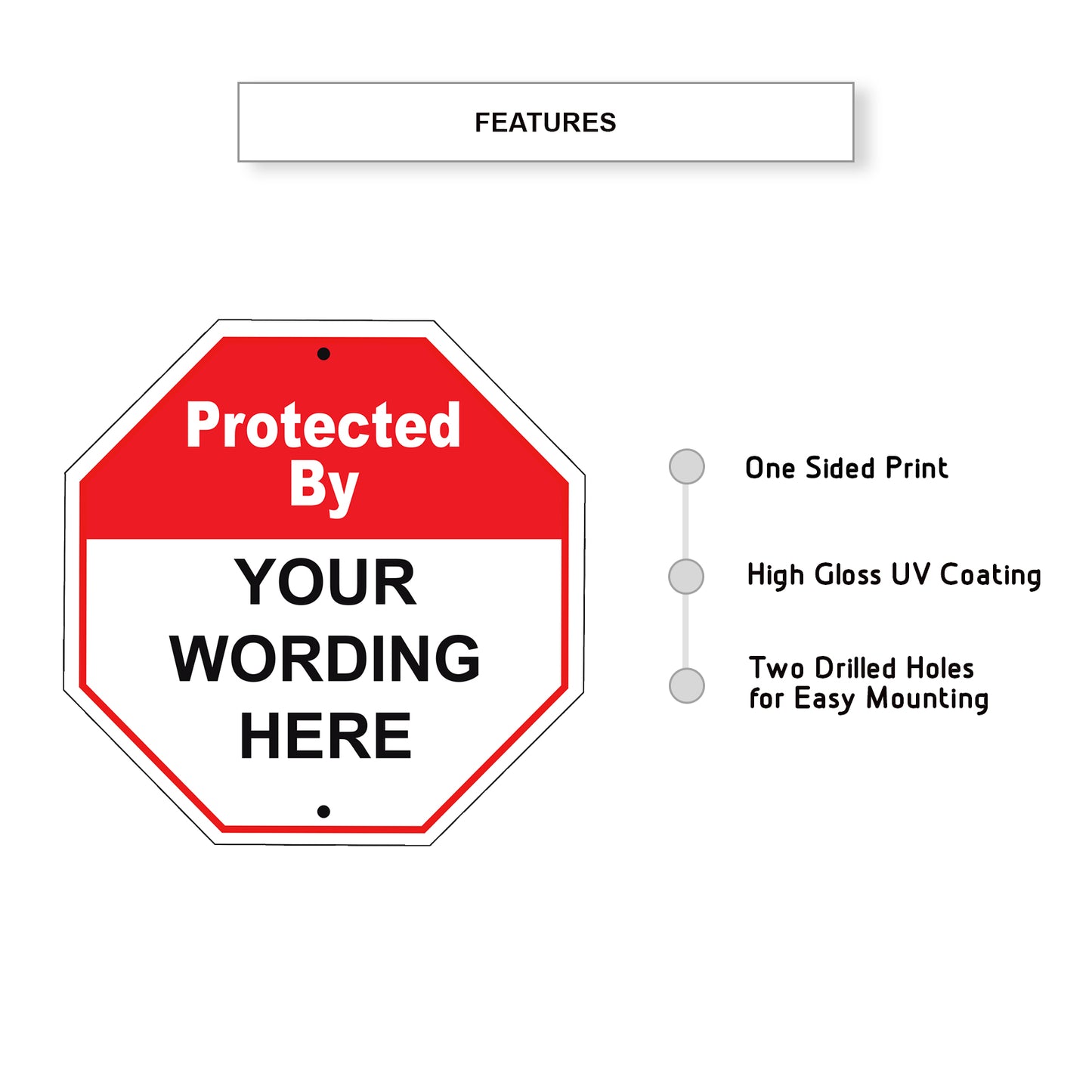 Protected By Your Wording Here Sign