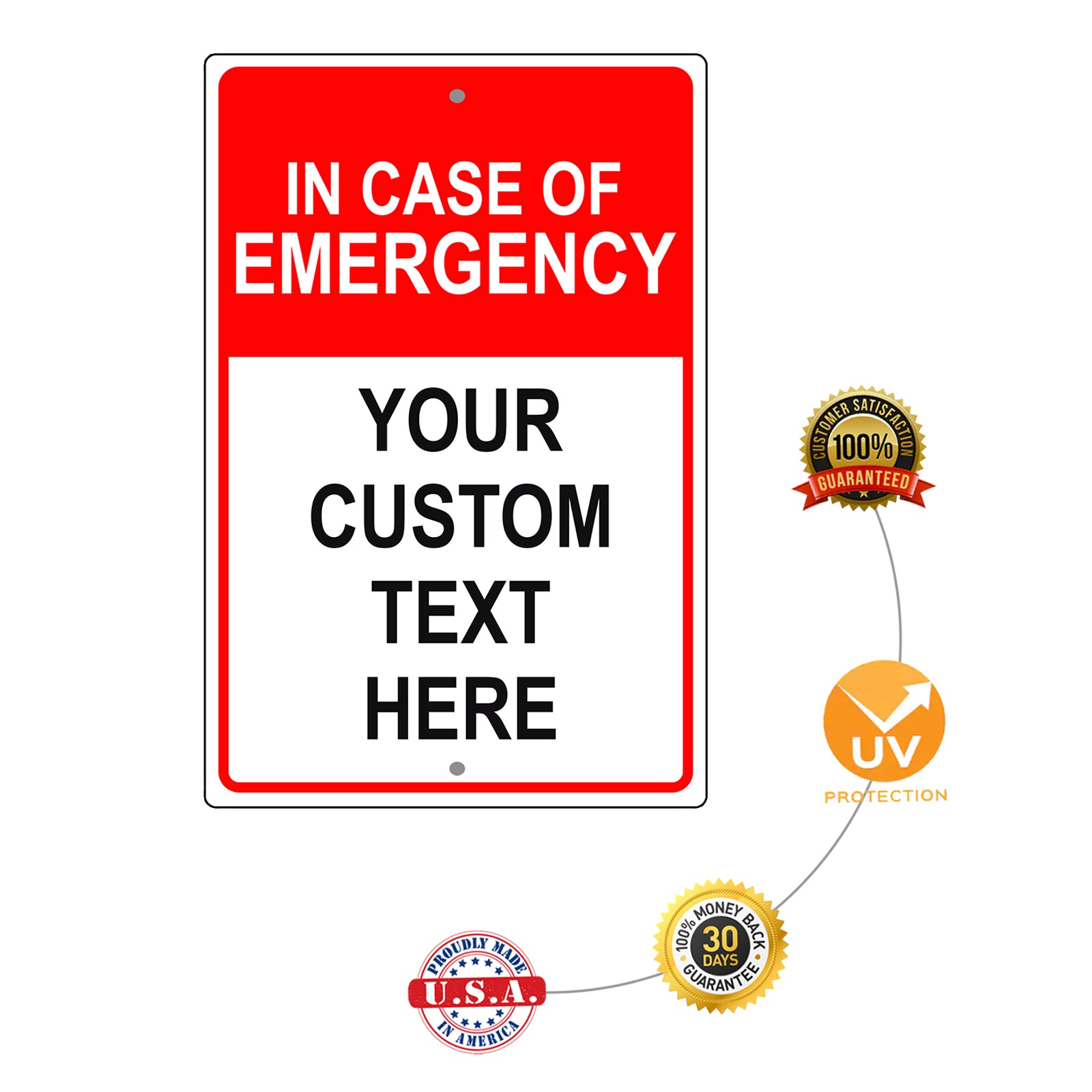 In Case Of Emergency Your Custom Text Here Sign
