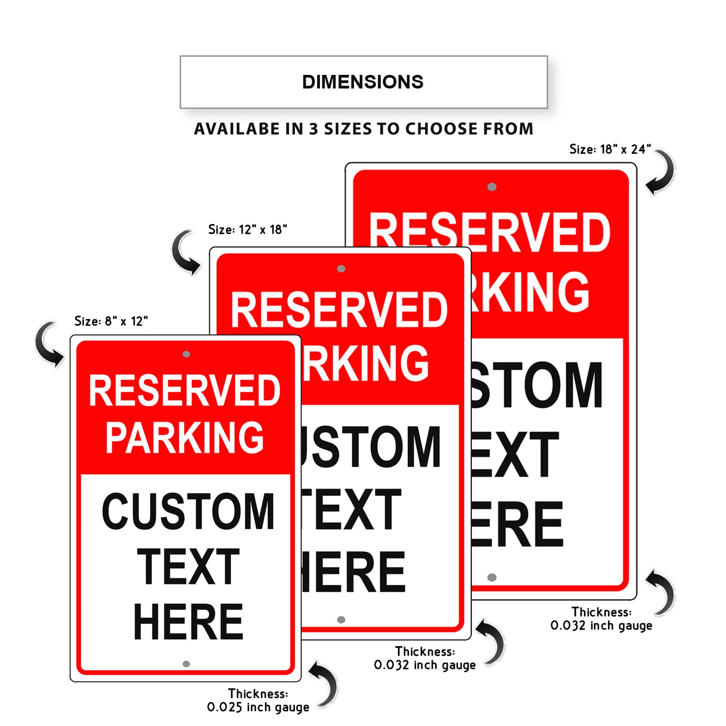 Reserved Parking Custom Text Here Sign