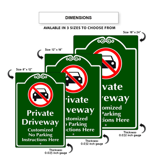 Private Driveway Customized No Parking Instructions Here Sign