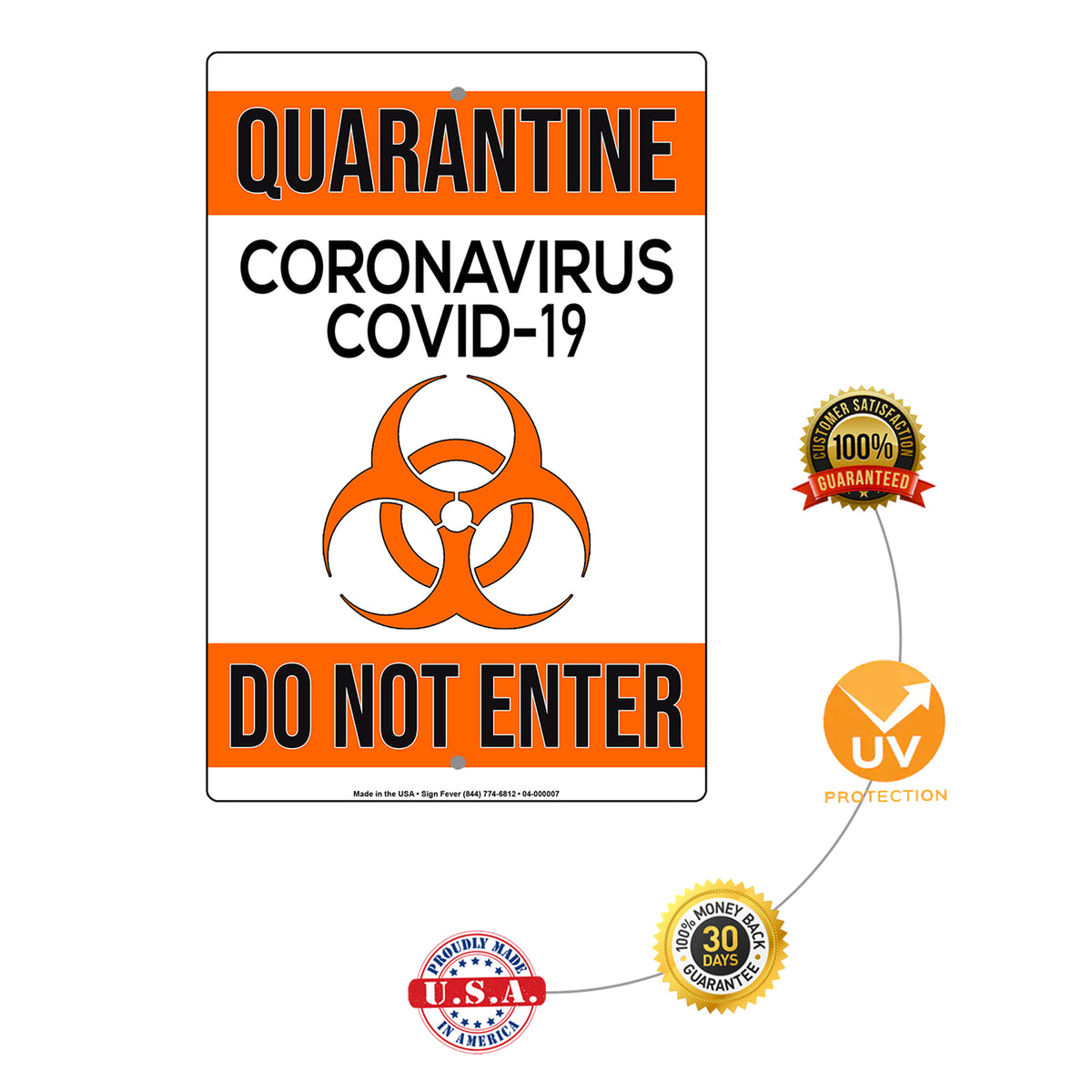 Do Not Enter! Quarantine Coronavirus Covid-19 Aluminum Metal Display Sign Plate