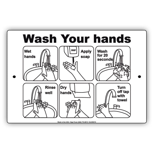 Wash Your Hands Regulary With Soap Aluminum Metal Display Sign Plate