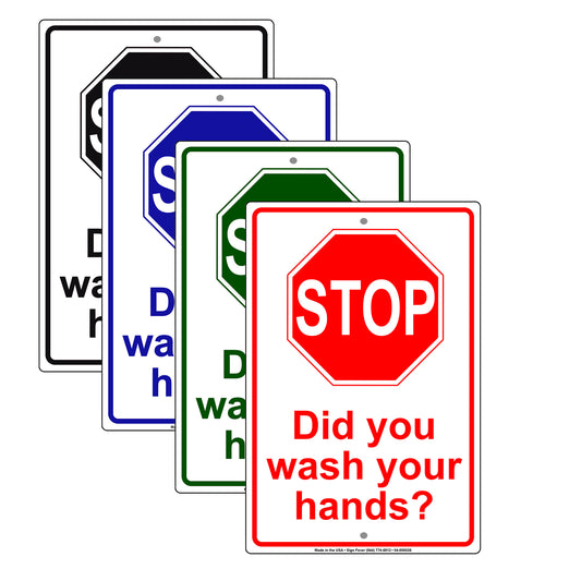 Stop Did You Wash Your Hands Aluminum Metal Display Sign Plate