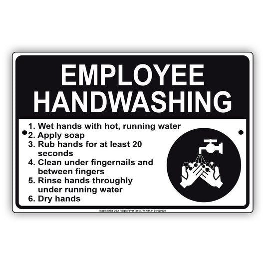 Emoloyee Handwashing Aluminum Metal Display Sign Plate