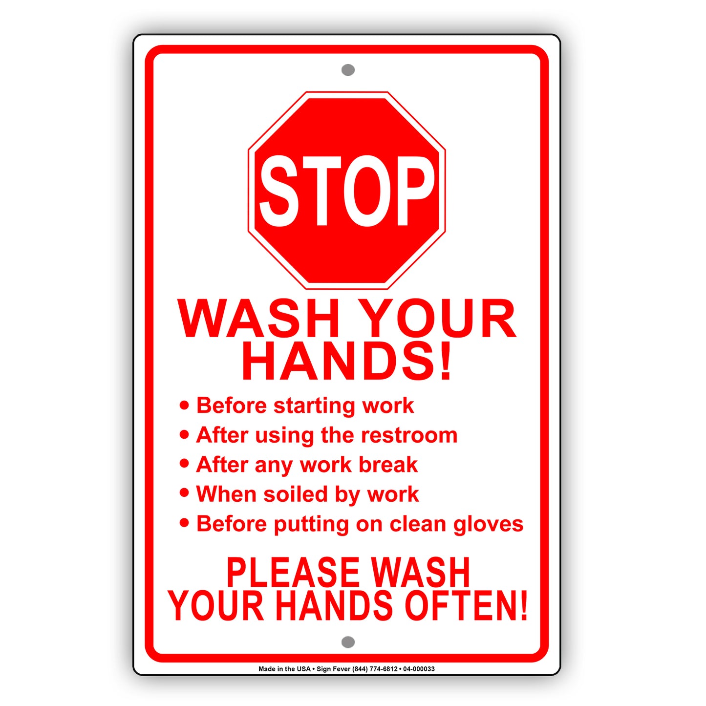 Stop Wash Your Hands Please Wash Your Hands Often! Aluminum Metal Display Sign Plate