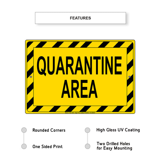 Coronavirus Covid19 Quarantine Area Caution Aluminum Metal Sign Plate