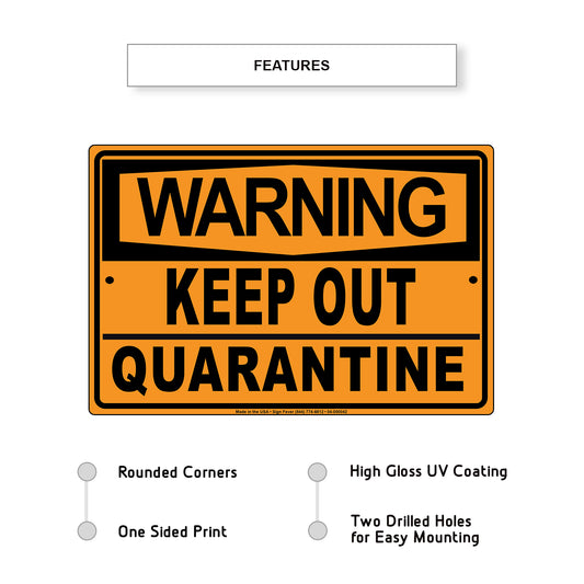 Warning Keep Our Quarantine Coronavirus Covid-19 Aluminum Metal Display Sign Plate
