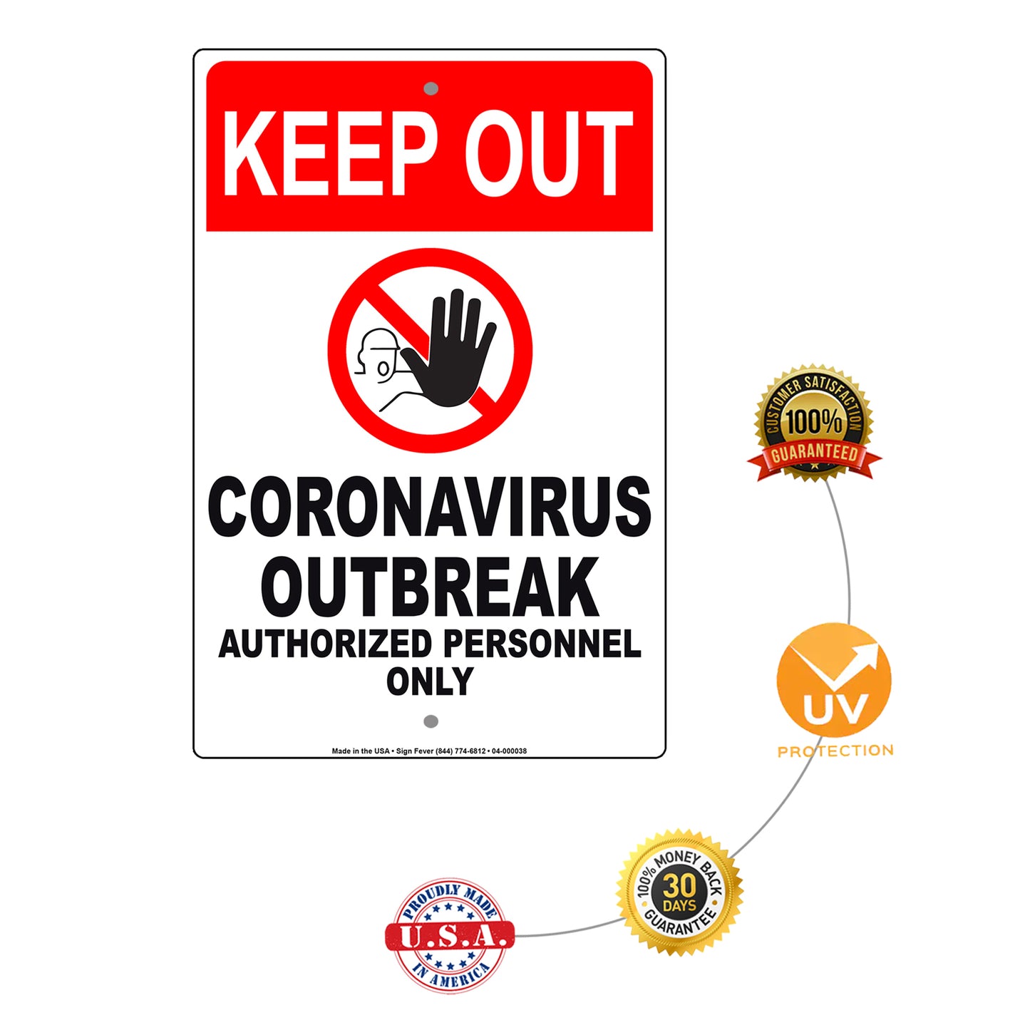 Keep Out Coronavirus Outbreak Authorized Personnel Only Covid-19 Aluminum Metal Display Sign Plate