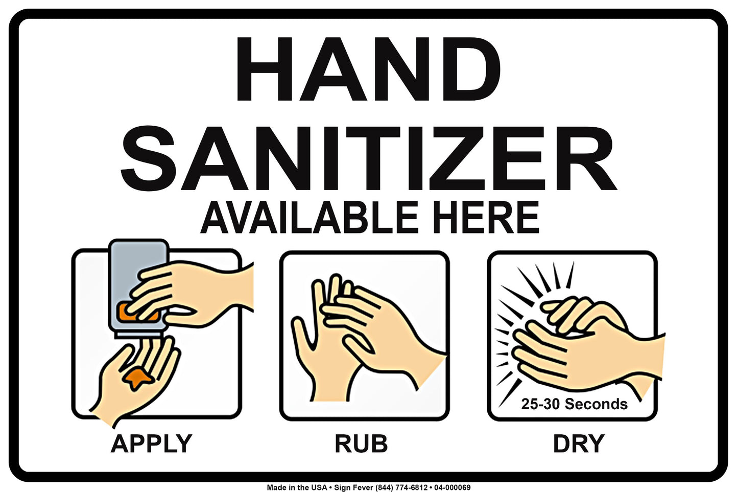 Hand Sanitizer Available Here Coronavirus Covid-19 Aluminum Metal Display Sign Plate