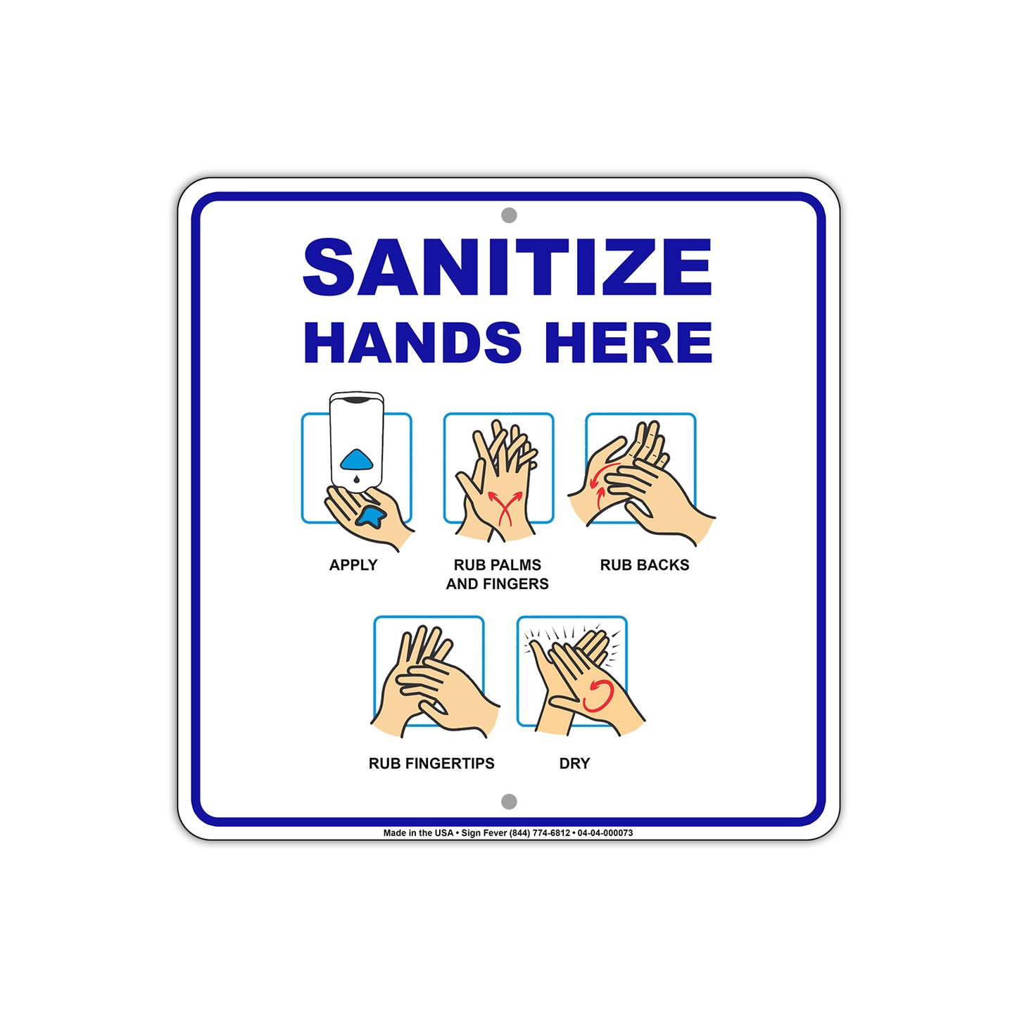 Sanitize Hands Here Coronavirus Covid-19 Aluminum Metal Display Sign Plate
