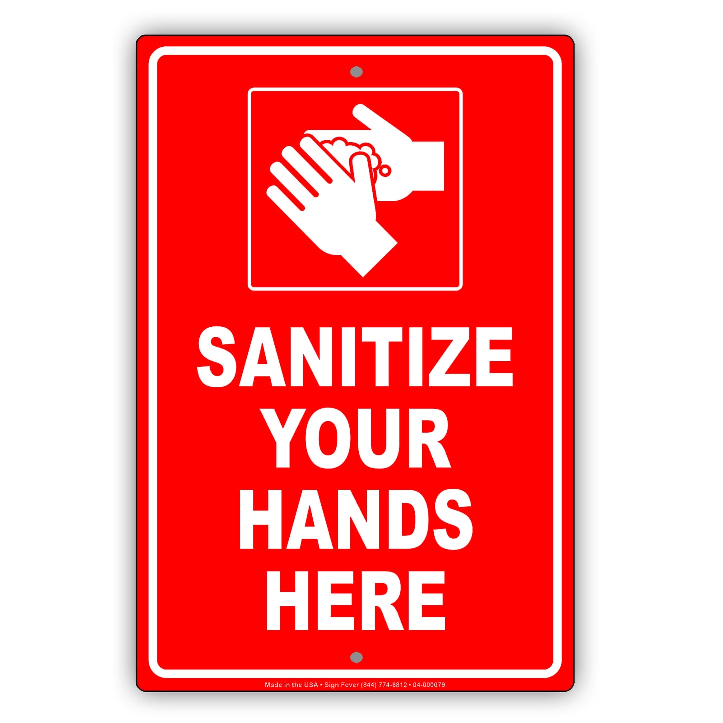 Sanitize Your Hands Here Aluminum Metal Display Sign Plate